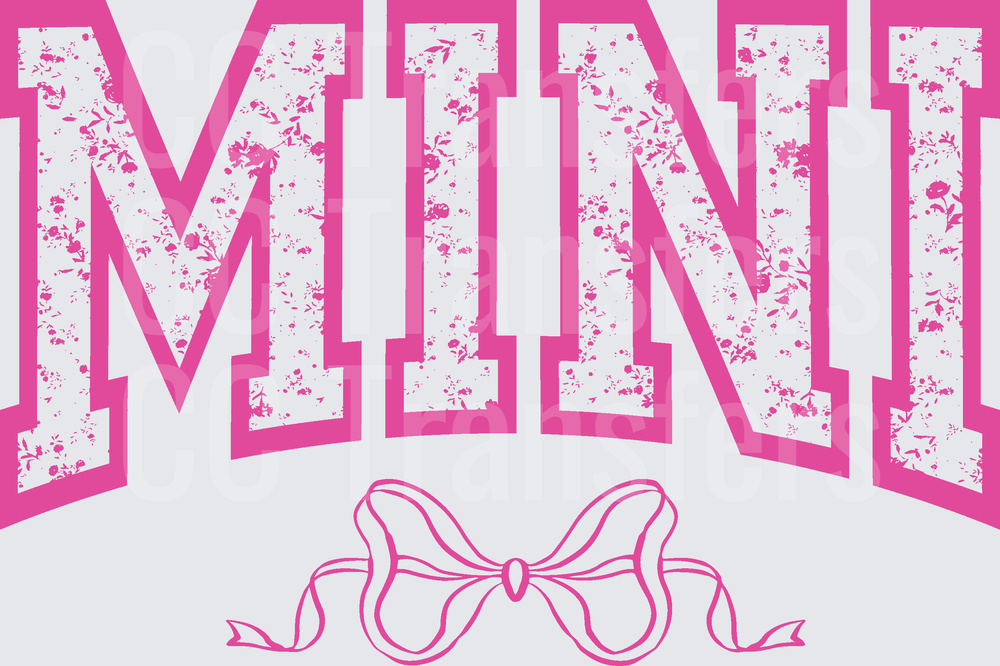 Pink Floral Varsity MINI Arched Letters with Bow (DTF)