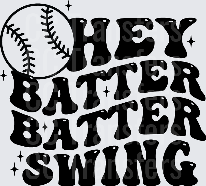Hey Batter Batter Swing Retro Baseball Design (DTF)