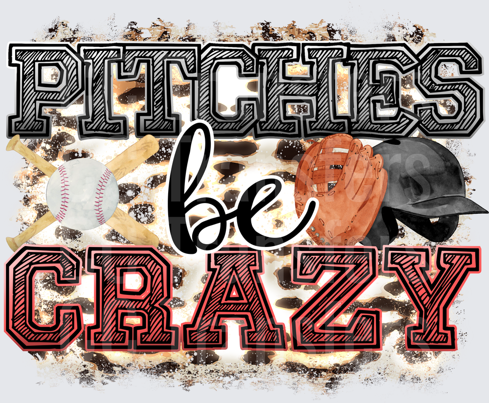 Pitches Be Crazy Baseball Leopard Print Graphic (DTF)