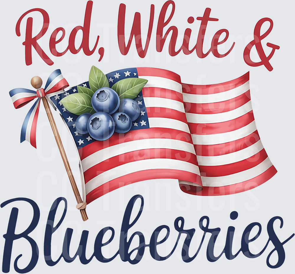 Red White & Blueberries Patriotic Flag Design (DTF)