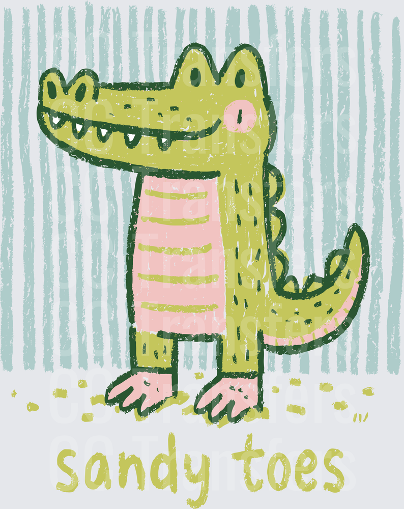 Cute Cartoon Crocodile Sandy Toes Beach Summer (DTF)