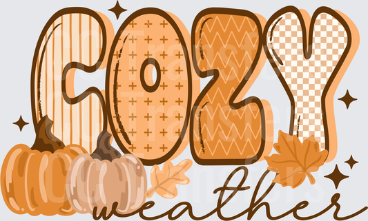 Cozy Weather Fall Pumpkins Autumn Leaves Boho (DTF)