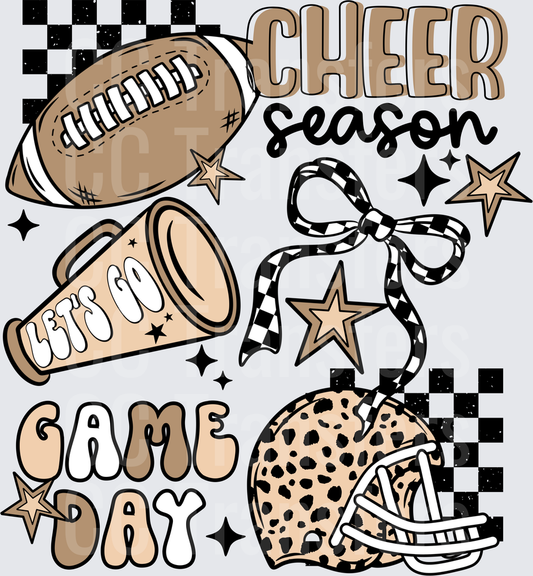 Cheer Season Game Day Football Helmet Megaphone Stars (DTF)
