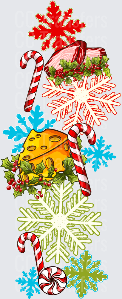 Christmas Snowflakes Candy Canes Cheese Holly Collage (DTF)