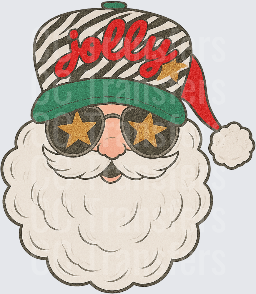 Jolly Santa Star Sunglasses Striped Cap Christmas (DTF)