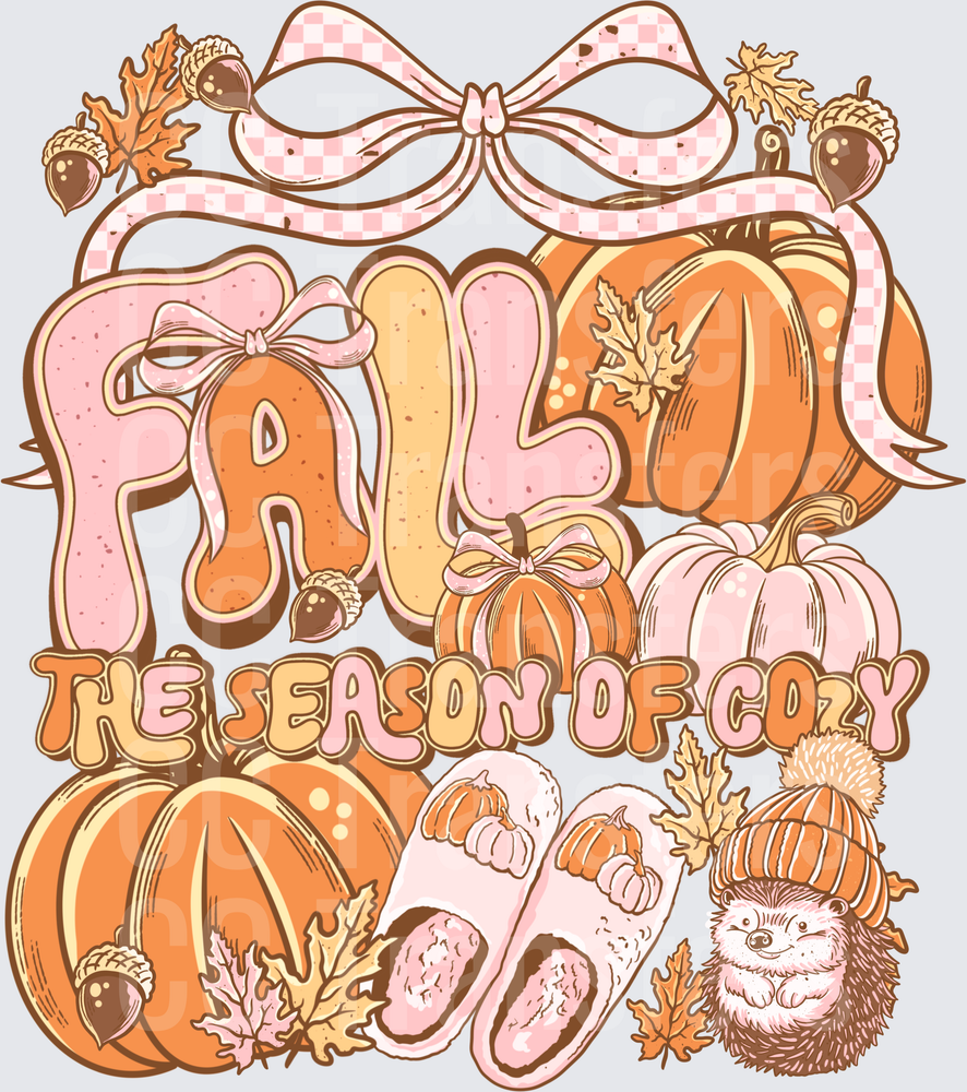 Fall The Season Of Cozy Pumpkins Hedgehog Bow (DTF)