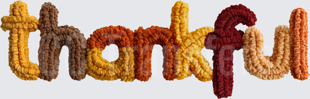 Thankful Chunky Yarn Knit Text Fall Colors (DTF)