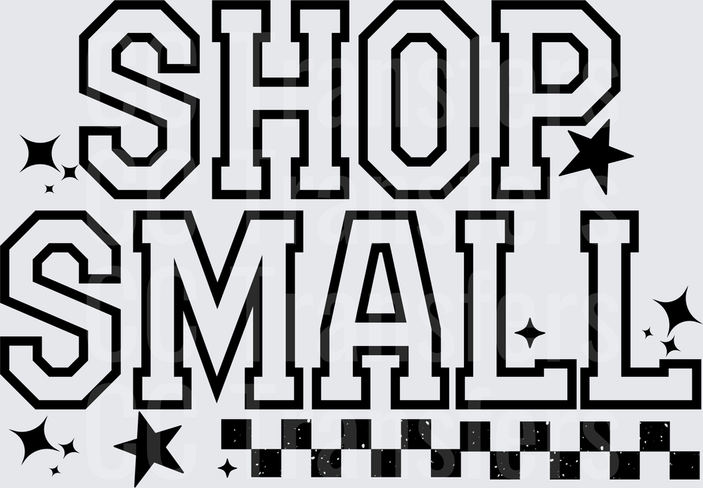 Shop Small Bold Varsity Text Stars Checkered Design (DTF)