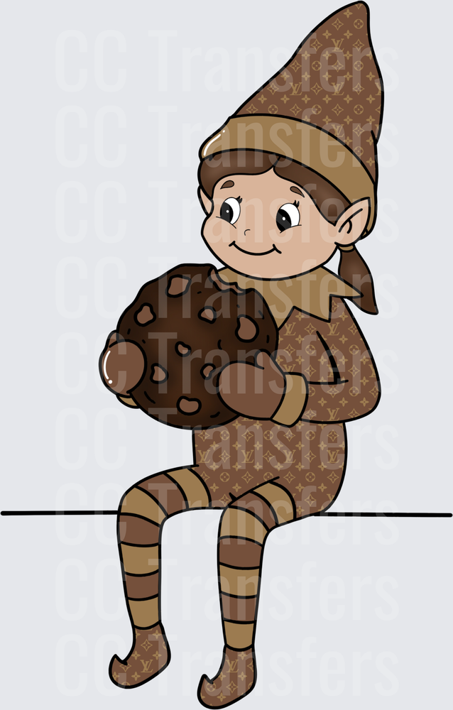 Pocket - Luxury Print Elf Shelf Sitting Cookie Ho Ho Ho (DTF)