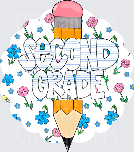 Second Grade Floral Pencil School Design (DTF)