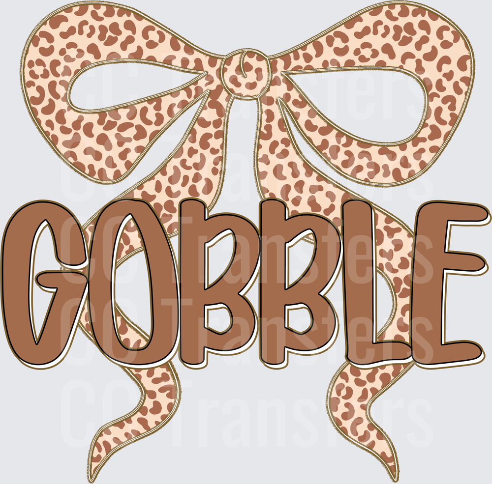 Gobble Leopard Print Bow Thanksgiving (DTF)
