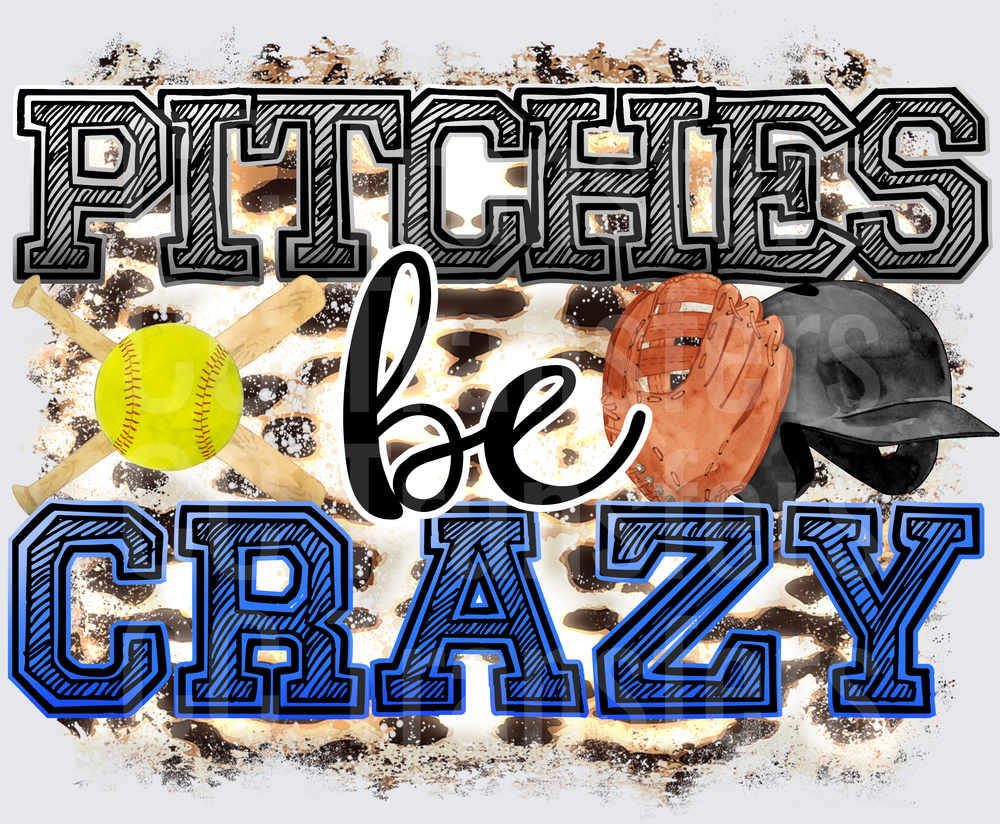 Pitches Be Crazy Softball Leopard Print Design (DTF)
