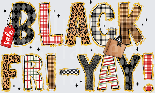 Black Fri-Yay Patterned Letters Sale Tag Shopping Bag (DTF)