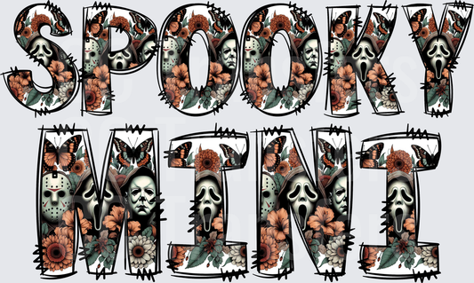 Spooky Mini Floral Horror Icons Halloween Letter Art (DTF)
