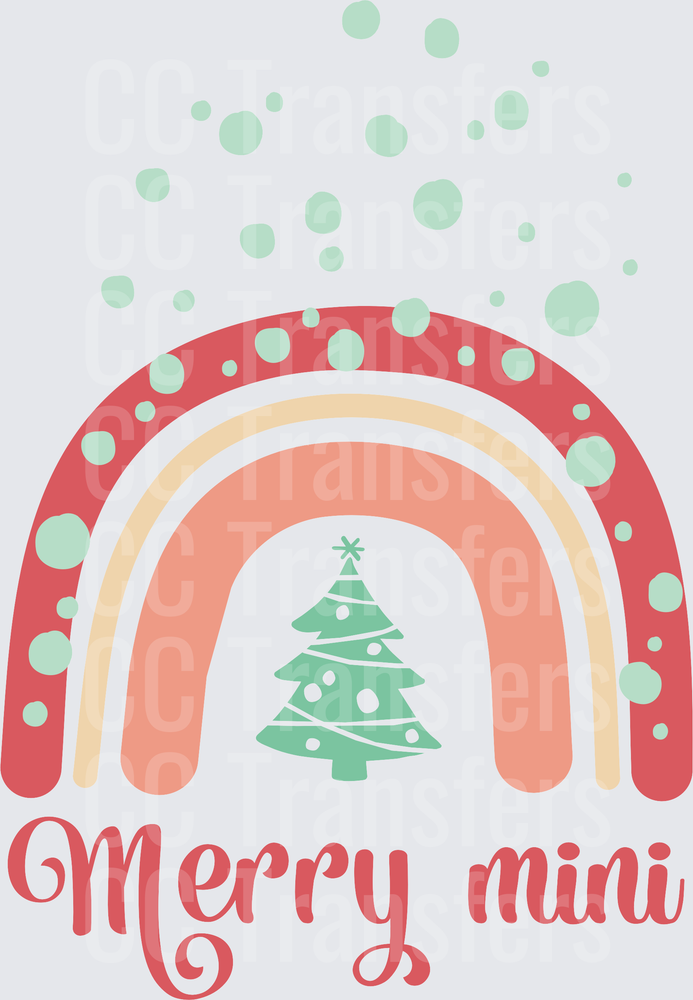 Merry Mini Boho Christmas Rainbow with Tree (DTF)