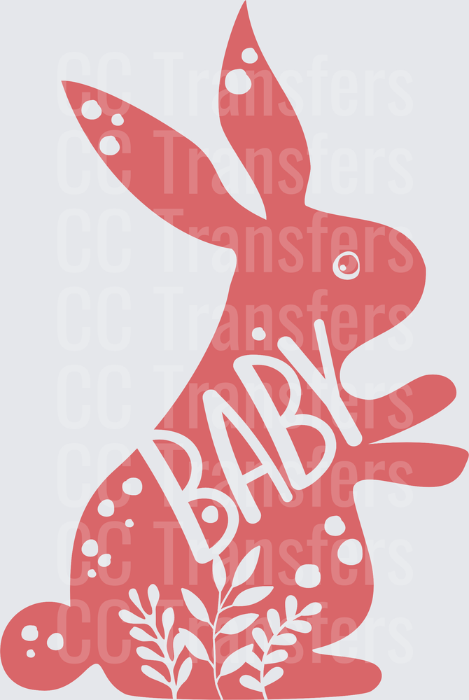 Pink Baby Bunny Floral Silhouette with Dot Details (DTF)