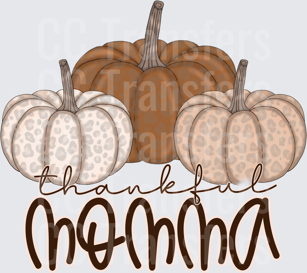 Thankful Momma Fall Pumpkins Leopard Print (DTF)