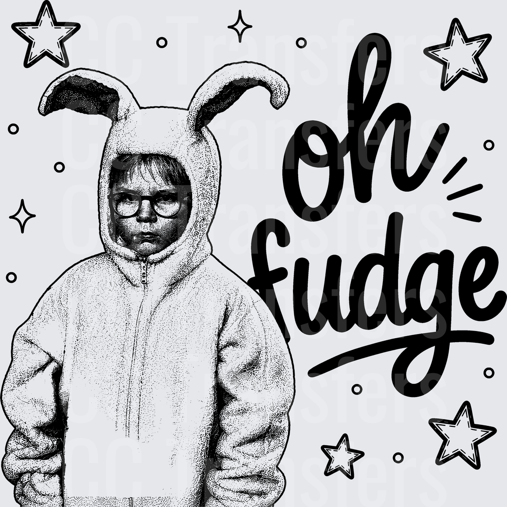Oh Fudge Kid In Bunny Suit Holiday Quote (DTF)