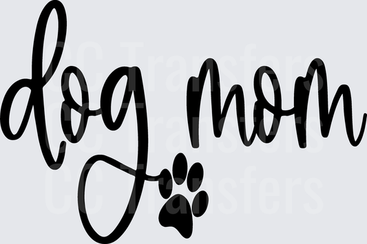 Dog Mom Script with Paw Print (DTF)