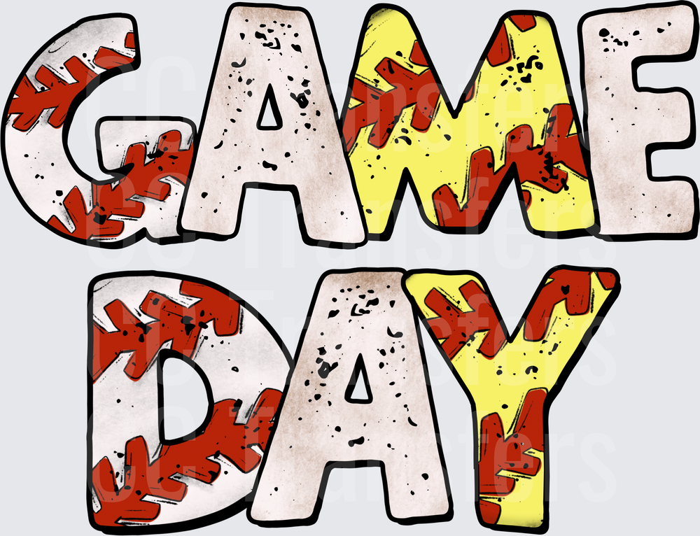 Game Day Baseball Softball Stitched Letter Design (DTF)