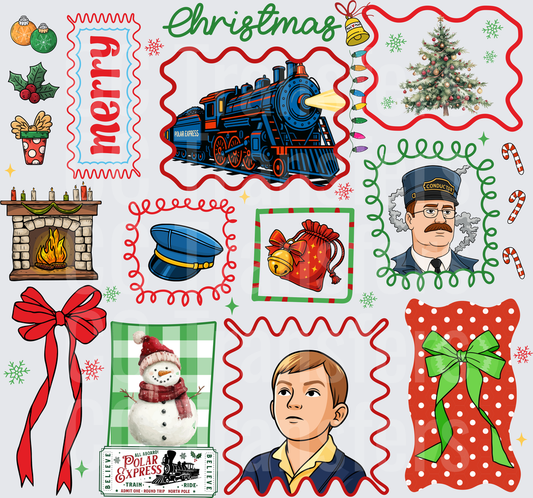 Merry Christmas Holiday Train Conductor Boy Bundle (DTF)