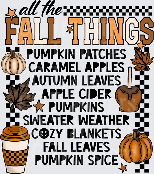All The Fall Things Autumn Checkerboard List (DTF)