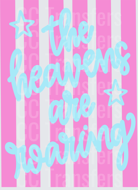 The Heavens Are Roaring Pink Stripe Stars Script (DTF)
