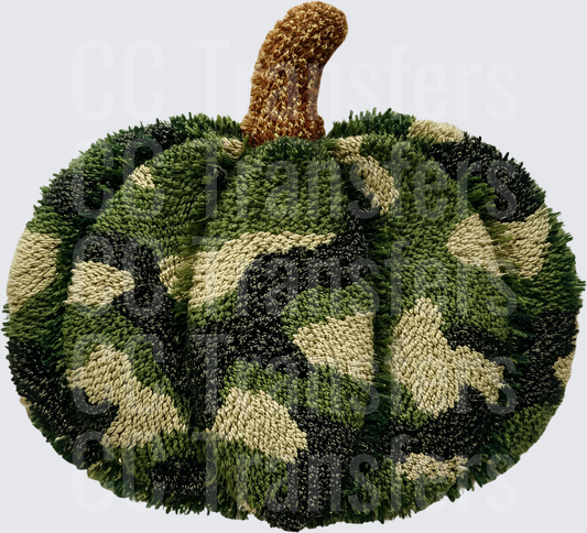 Camo Pumpkin Fluffy Textured Fall Design (DTF)