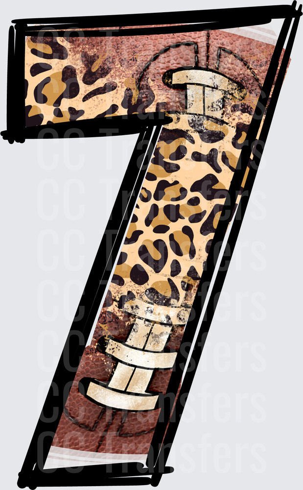Number 7 Football Leopard Print Sketch Style (DTF)