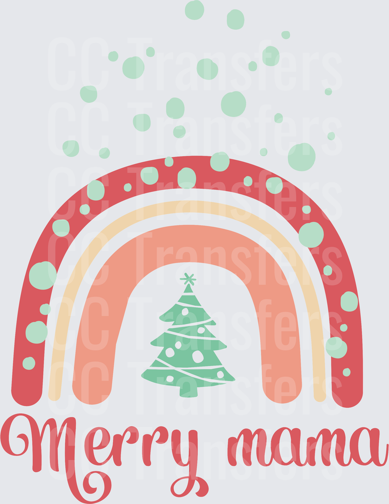 Merry Mama Boho Christmas Rainbow with Tree (DTF)