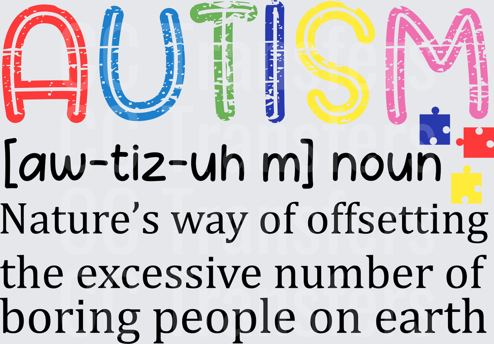 Autism Dictionary Definition Colorful Puzzle Pieces (DTF)