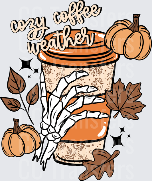 Cozy Coffee Weather Skeleton Hand Fall Cup (DTF)