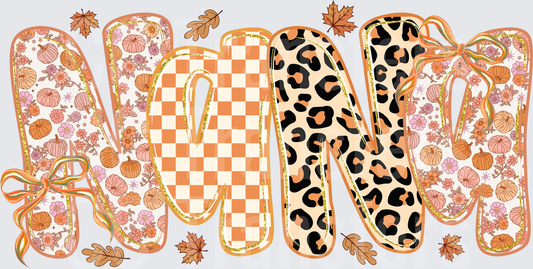 Fall Nana Pumpkin Floral Leopard Checkered Letters (DTF)