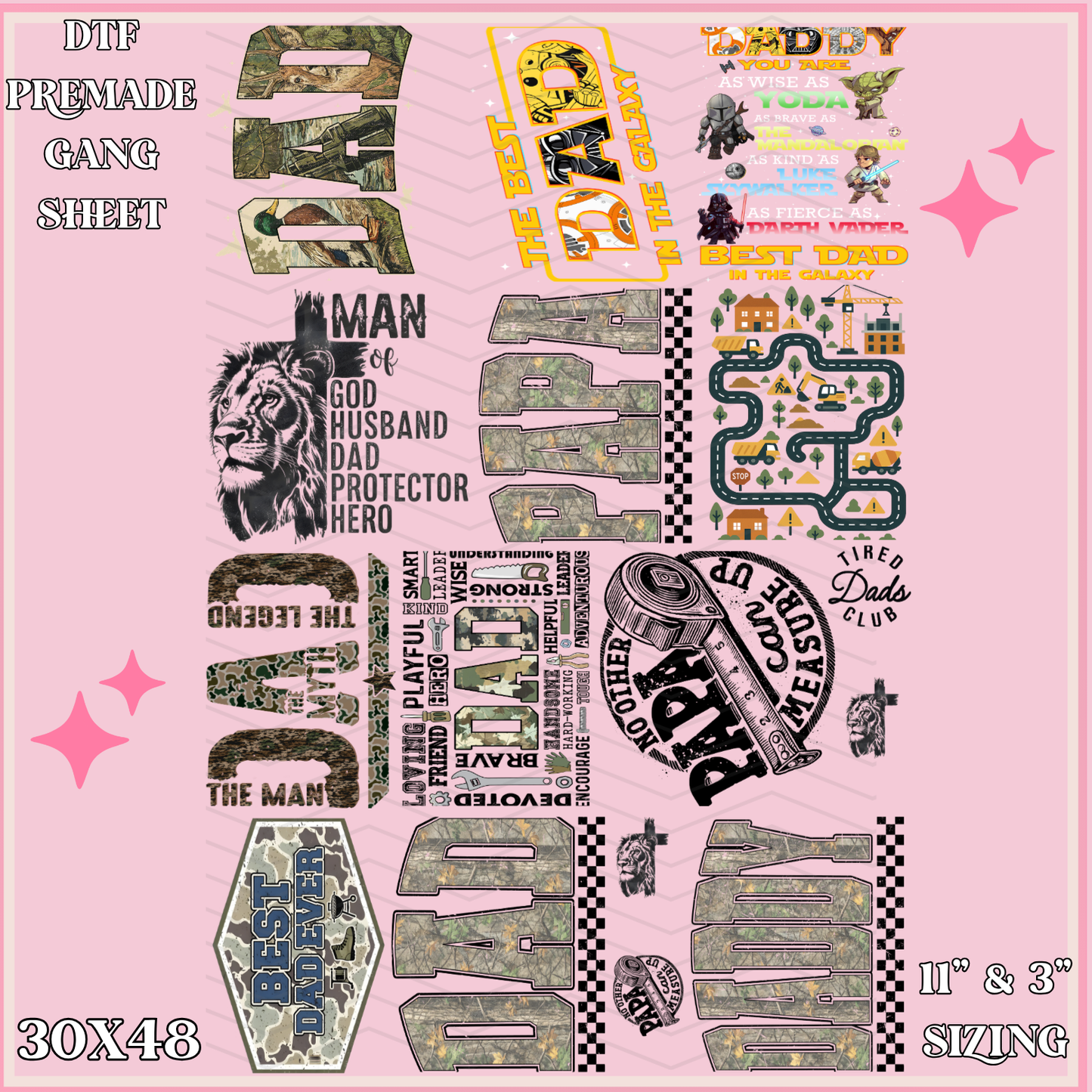 Fathers day - 30x48 - PREMADE GANG SHEET